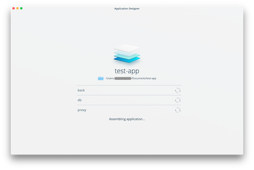 Assembling your application When you assemble your application, a status screen is displayed.